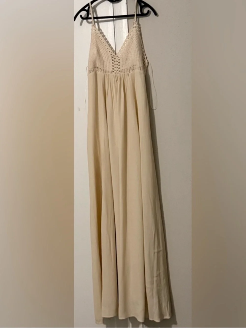 Lulu's Cream Maxi Dress with Crochet Bodice - Picture 6 of 9
